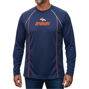 NFL Team Apparel Navy & Orange Denver Bronco Quick Dry Long Sleeve Shirt | Sz M